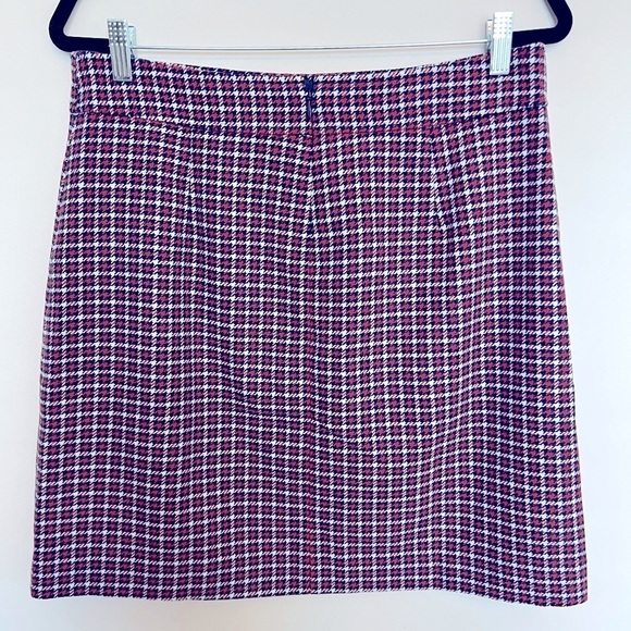 J. Crew Red and Navy Wool Houndstooth Skirt size 12 - Picture 2 of 7